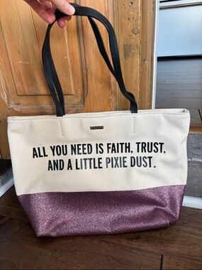 kate spade Cream Canvas Tote with Pink Glitter Base